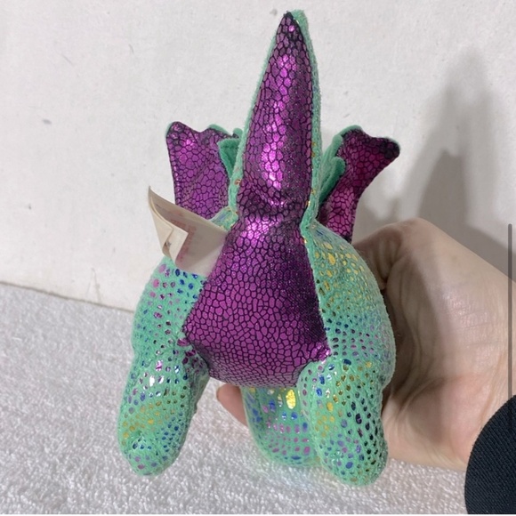 5/$25 Ty Cinder Beanie Boos Green Purple Mini Dragon Plush Stuffed Animal - Picture 5 of 11